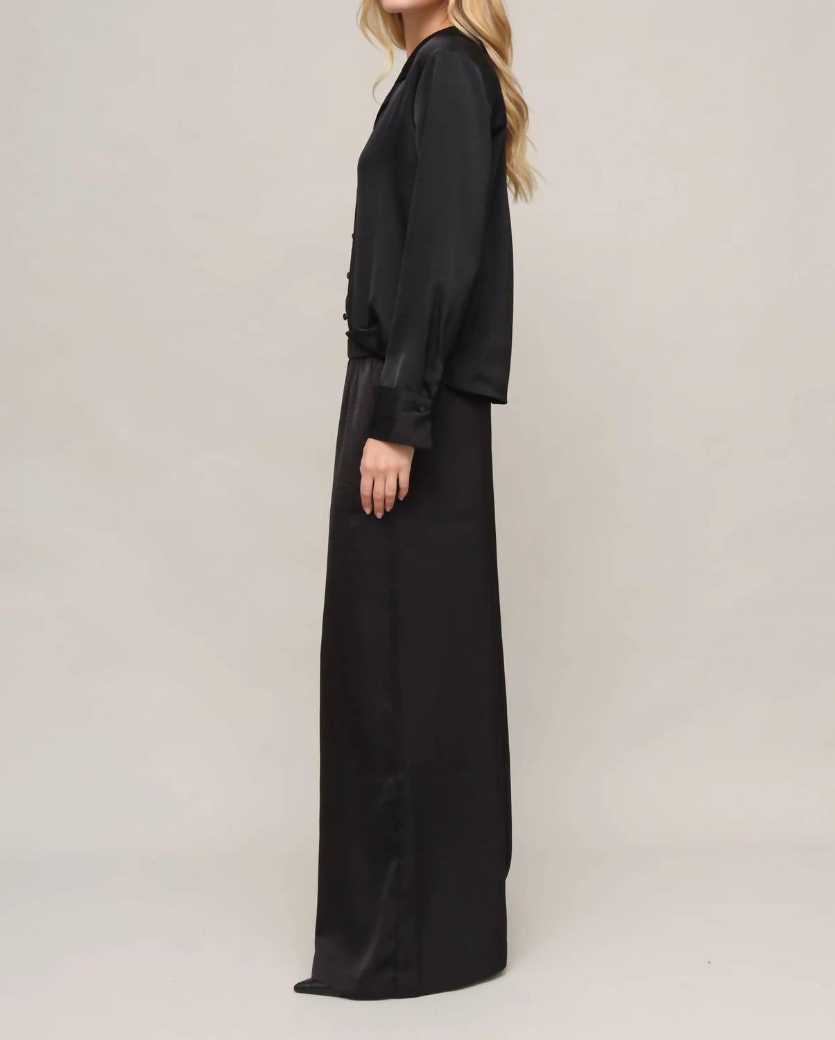 Z Supply Isolde Satin Pant in black 1 - women's pants - detail view