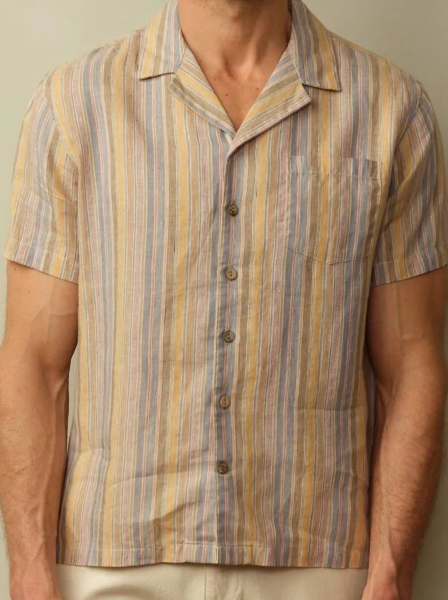 Road To Nowhere - Fez Striped Linen Short Sleeve Shirt