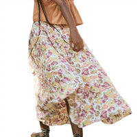 THE GREAT. Women's The Papyrus Skirt in golden lilac flower - women's skirt - alternate view