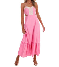 Baby Pink - Women's Villa Rose Cut Out Maxi Dress