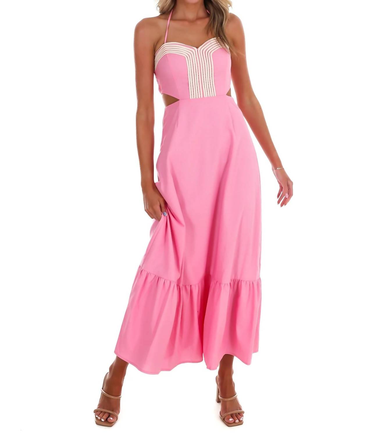 Baby Pink - Women's Villa Rose Cut Out Maxi Dress