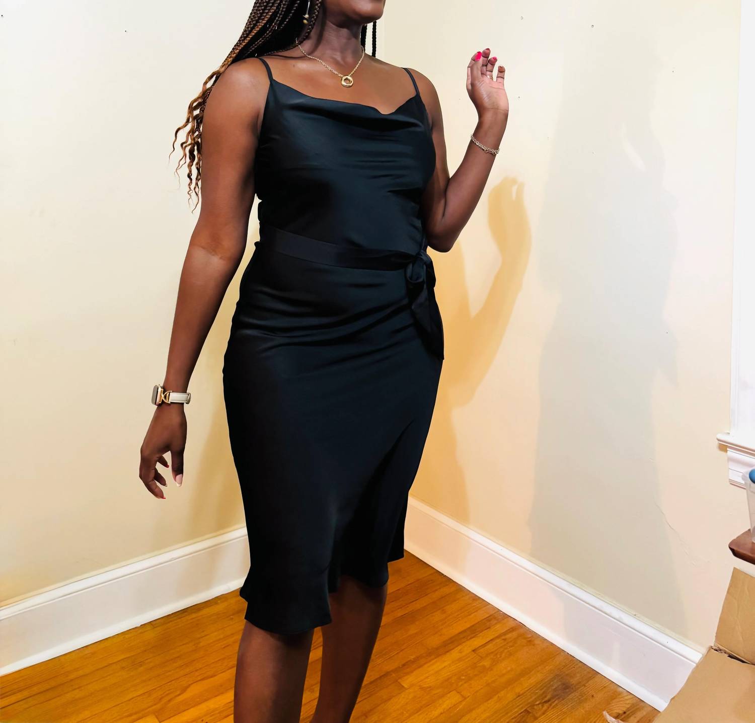 Glam - Lucille Draped Neck Midi Dress