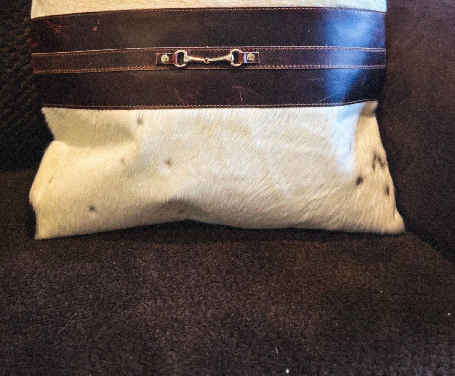 Equipage - Snaffle Bit Cowhide Leather Pillow Cover #2