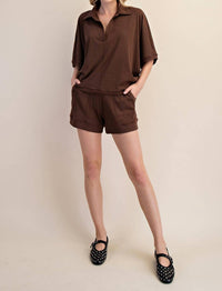 Glam - V-neckline Dropped Shoulder Knit Top