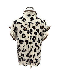 Entro - Women's Flutter Sleeves Ruffle Neck Top