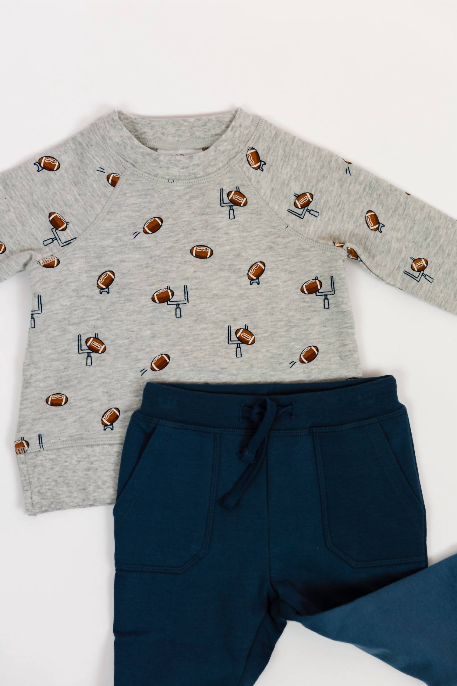 ANGEL DEAR Boy's French Terry Sweatshirt & Jogger Set in blue grey - item - detail view