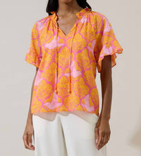 Sugarlips - Jaidy Floral Erie Split Neck Top
