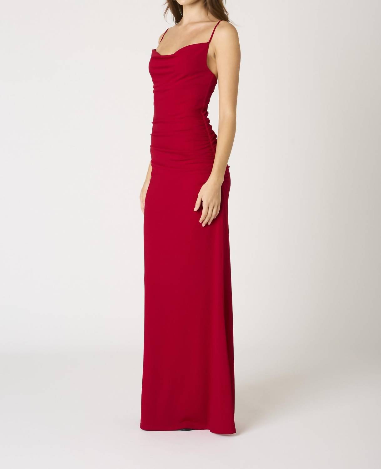 Cotton Candy La - Malena Cowl Ruched Side Strappy Maxi Dress