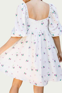 GRAPE-PRINT BABY DOLL MINI DRESS