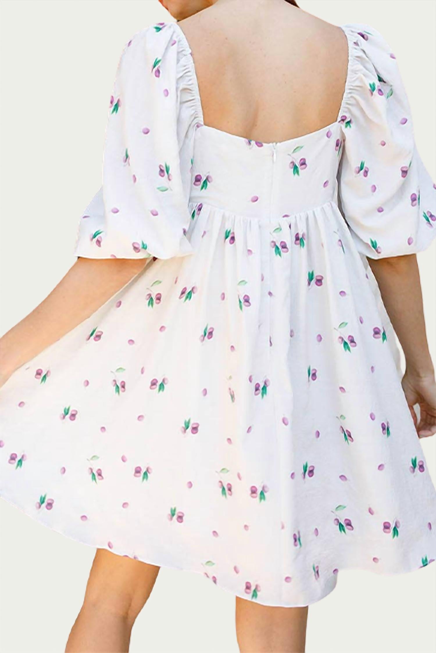 GRAPE-PRINT BABY DOLL MINI DRESS