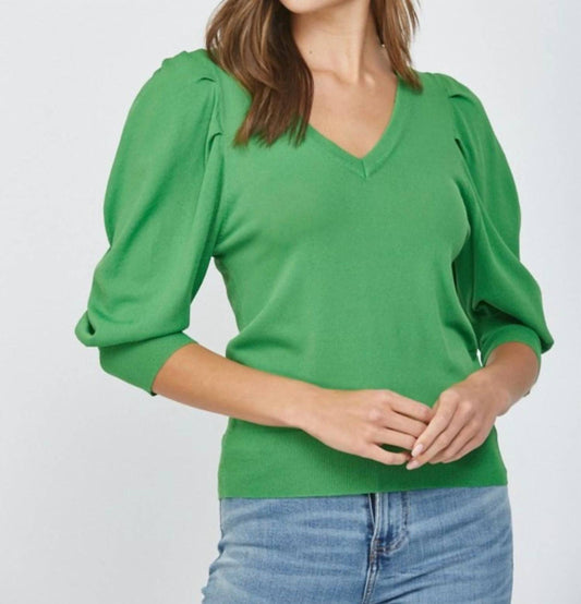 Fate - Puff Sleeve V Neck Sweater