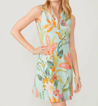 Spartina 449 - Queenie Sea Foam Tropical Half Zip Dress