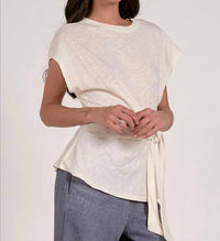 Elan - Cap Sleeve Top With Side Tie