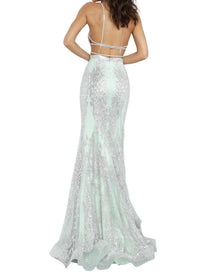 Jovani - V-neck Fit And Flare Dress