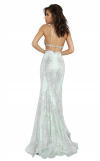 Jovani - V-neck Fit And Flare Dress