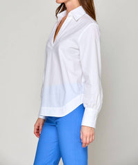 SARA CAMPBELL Jacqueline V-neck Top in white - women's long sleeve top - alternate view