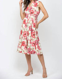 Fate - Floral Smocked Waist Front Zip Dress