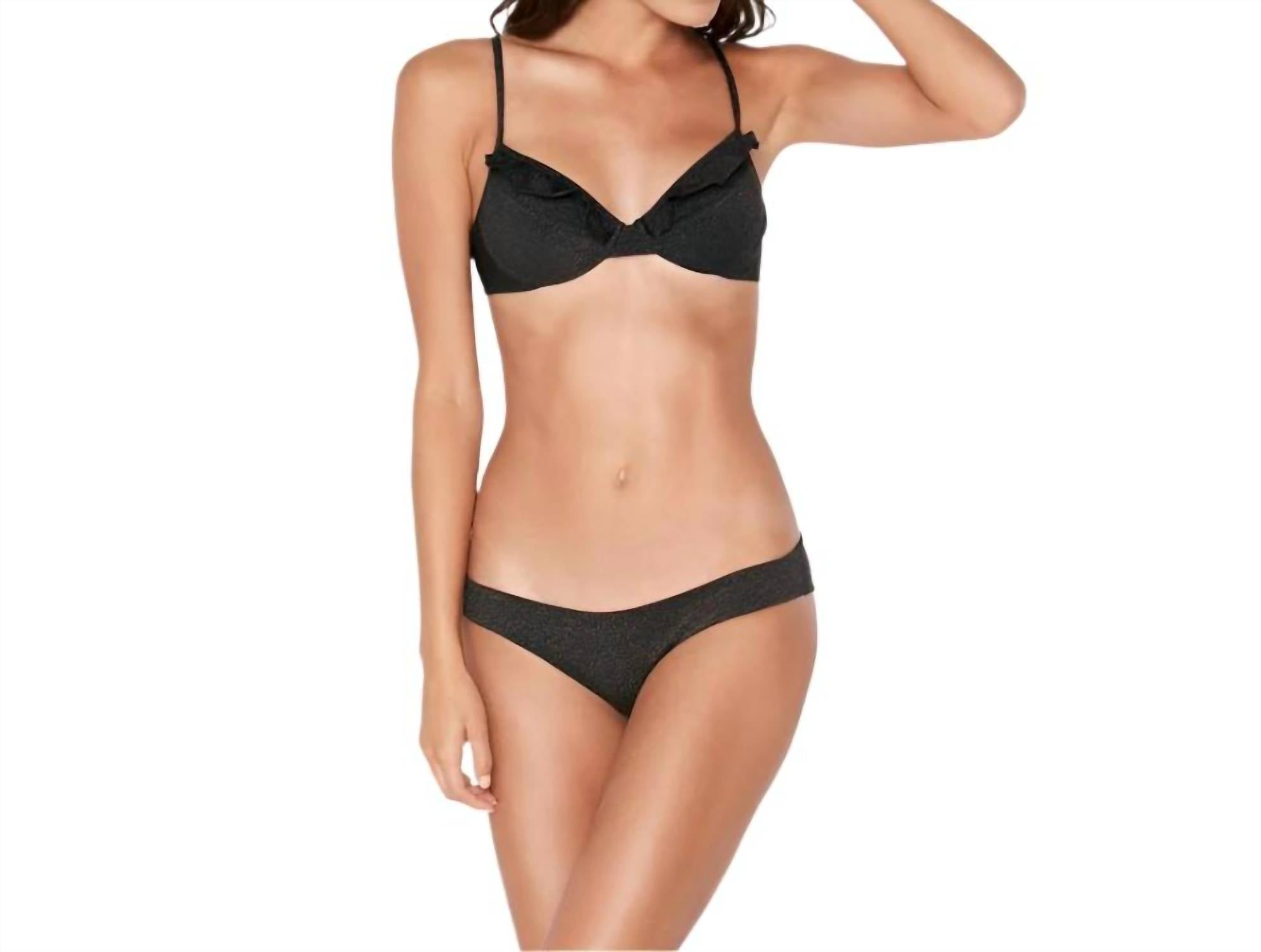 L*SPACE Shine On Me Sandy Reversible Classic Bikini Bottom in black - women's swimwear - alternate view