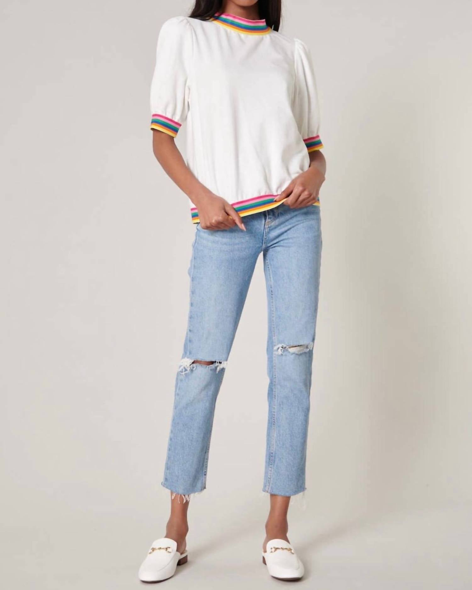 Sugarlips - Vivid Dreams Trim French Terry Knit Short Sleeve Top