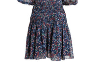 Casidee Heart Print Puff Sleeve Chiffon Mini Dress