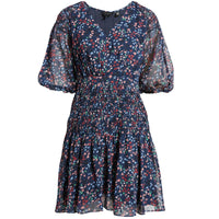 Casidee Heart Print Puff Sleeve Chiffon Mini Dress
