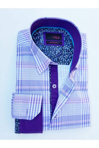 Eight X - Men's Plaid Shirt With Solid Trim