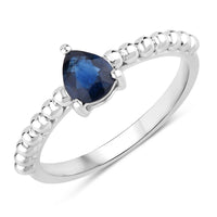Diana M Jewels Women's Pear Natural Blue Sapphire Fashion Ring (0.50 Ct) - Delicate in 14k white gold - women's jewelry