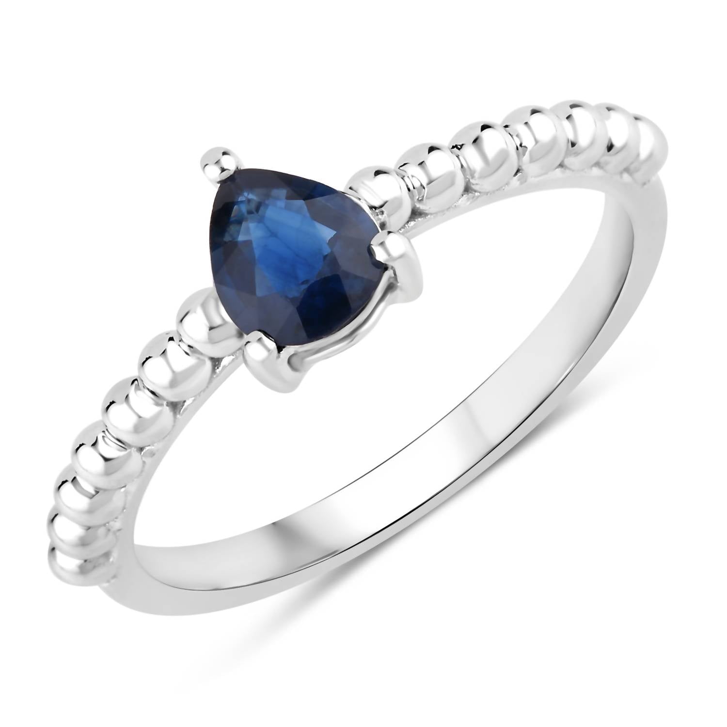 Diana M Jewels Women's Pear Natural Blue Sapphire Fashion Ring (0.50 Ct) - Delicate in 14k white gold - women's jewelry