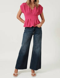 Sunday Edition - Kali Front Pleat Cap Sleeve Top