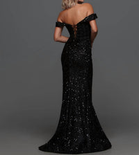 Candice - Off The Shoulder Slit Sequin Gown