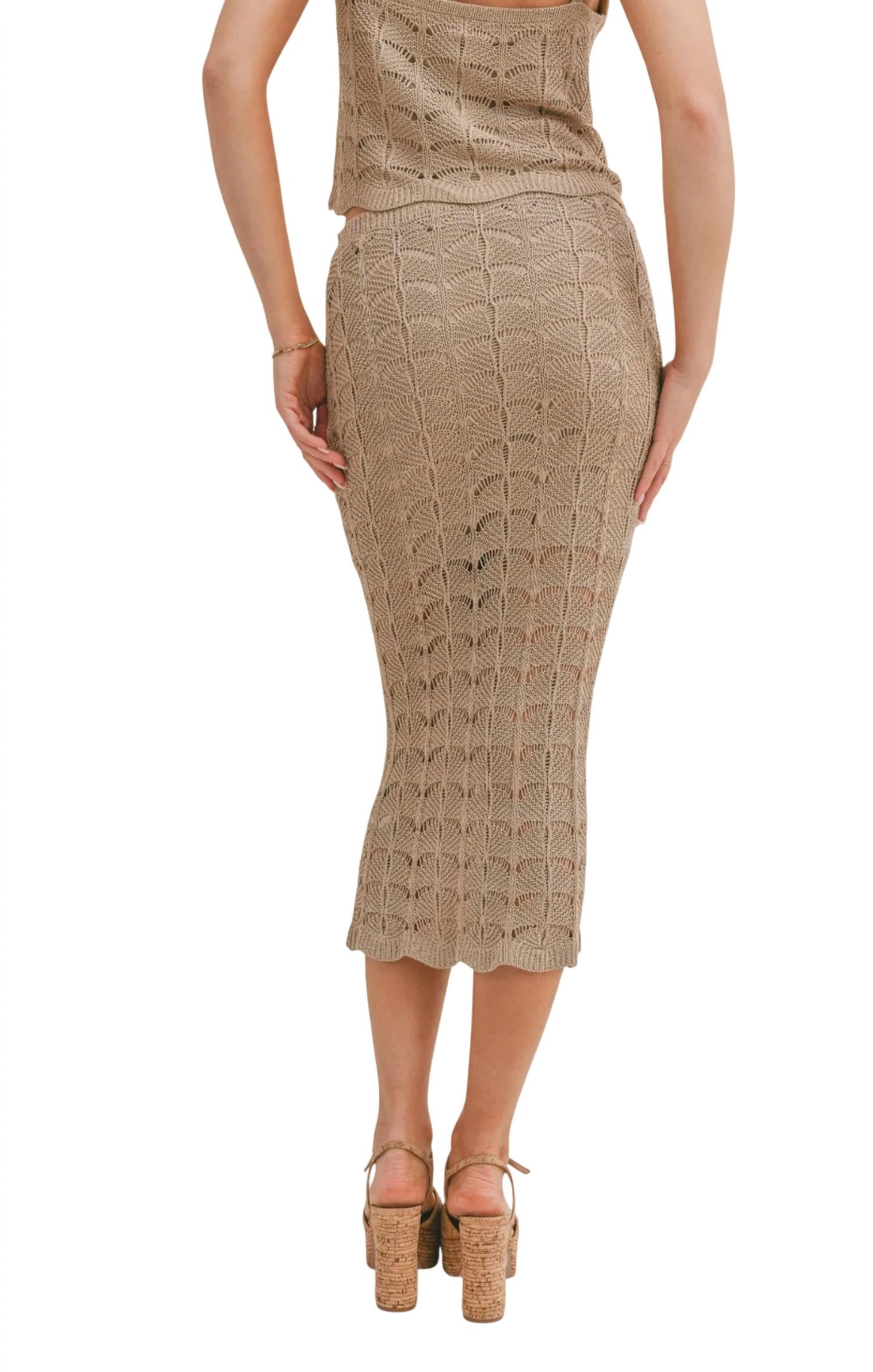 Sage The Label - Cappuccino Open Knit Midi Skirt