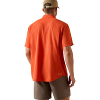 ARIAT Ventteck Outbound Short Sleeve Shirt in orange - men's shirt - detail view