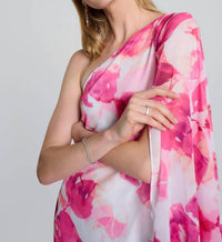 Joseph Ribkoff - Women's Chiffon Floral One Shoulder Cape Dress