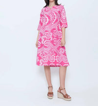 Blueberry - Split Neck Tunic Midi Dress