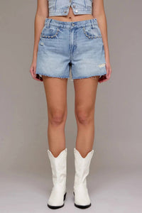 Hidden - Kayla High Rise Relaxed Shorts With Studs