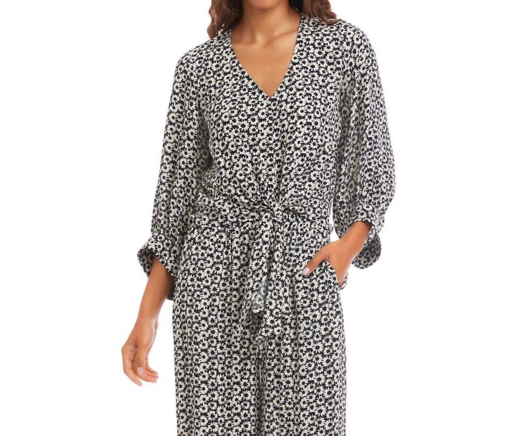 Karen Kane - Blouson Sleeve Tie-Front Top