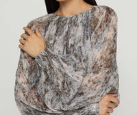 Lafayette 148 - Speckled Glaze Print Georgette Gathered Blouse - Petite