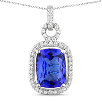 Diana M Jewels Women's Cushion Natural Tanzanite Pendant Necklace (2.25 Ct) - Classic Plus in 14k white gold - women's jewelry - detail view