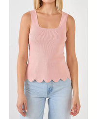 English Factory - Square Neckline Scallop Edge Knit Tank Top