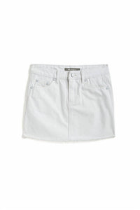 tractr Girl's Lisa Mini Fray Hem Skirt in white - kids' skirt