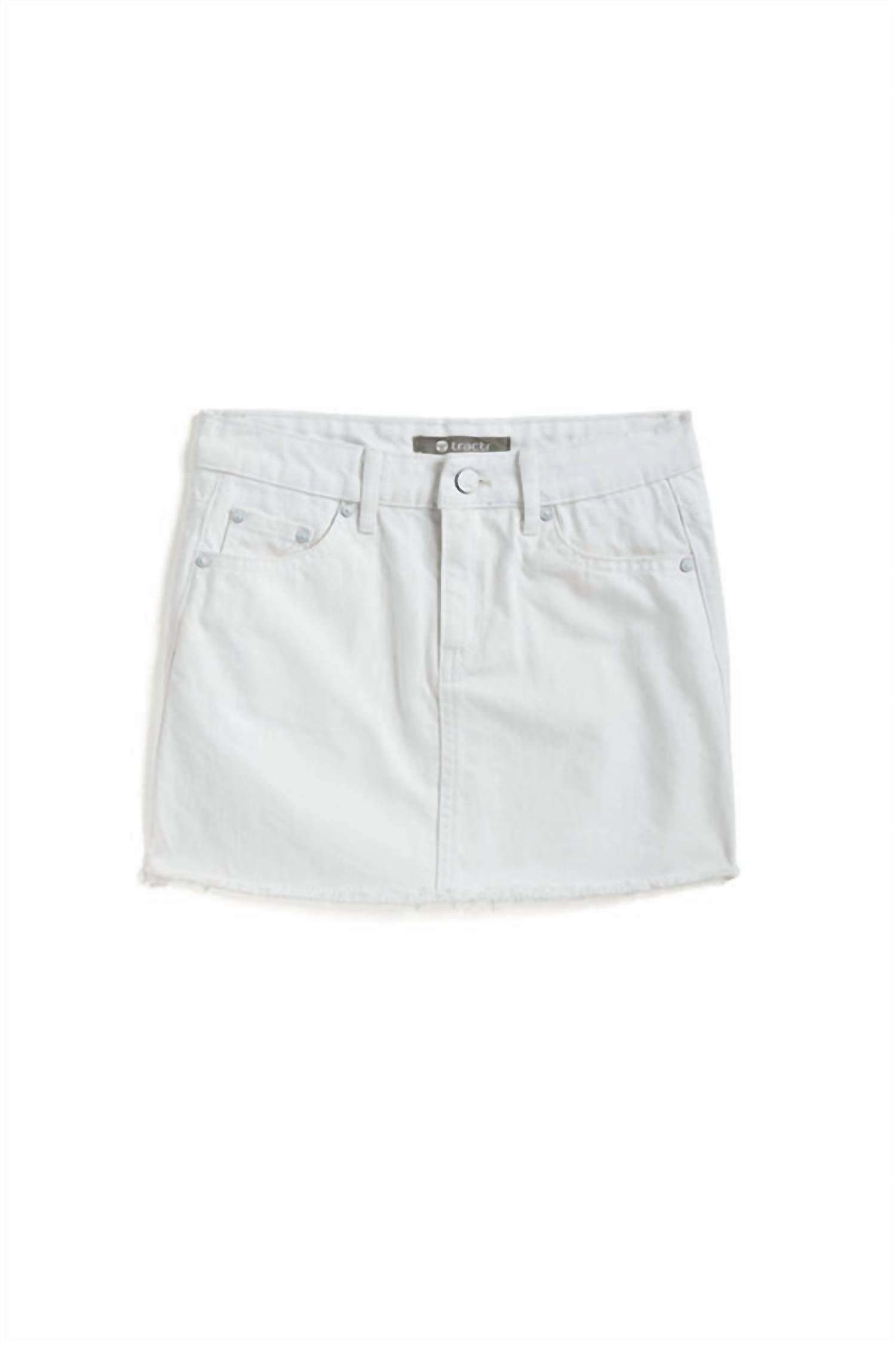 tractr Girl's Lisa Mini Fray Hem Skirt in white - kids' skirt