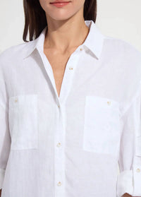 Lysse - Rose Roll Tab Utility Linen Shirt