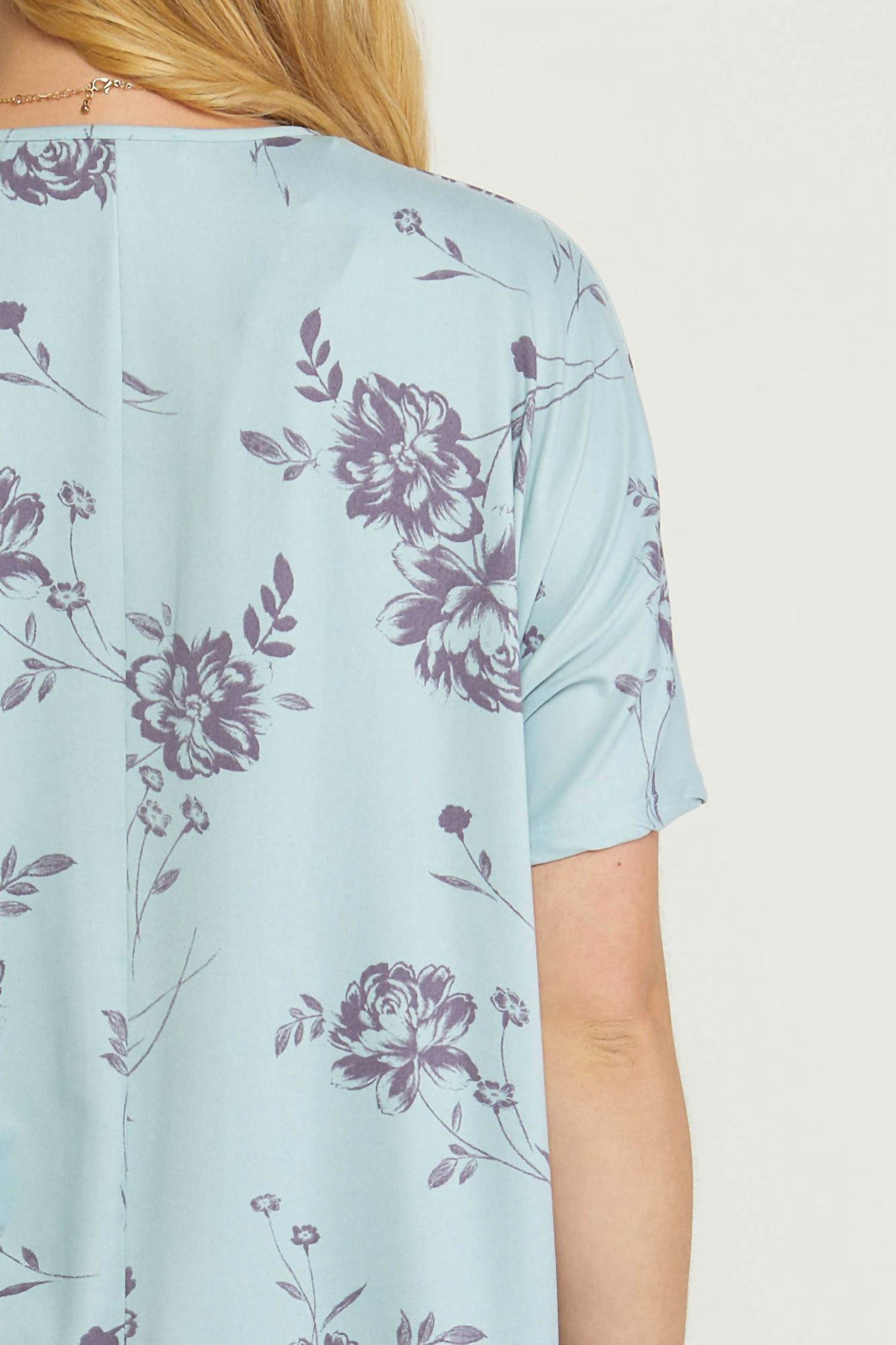 entro Floral V-neck Top - Plus in blue - women's blouse - view 5