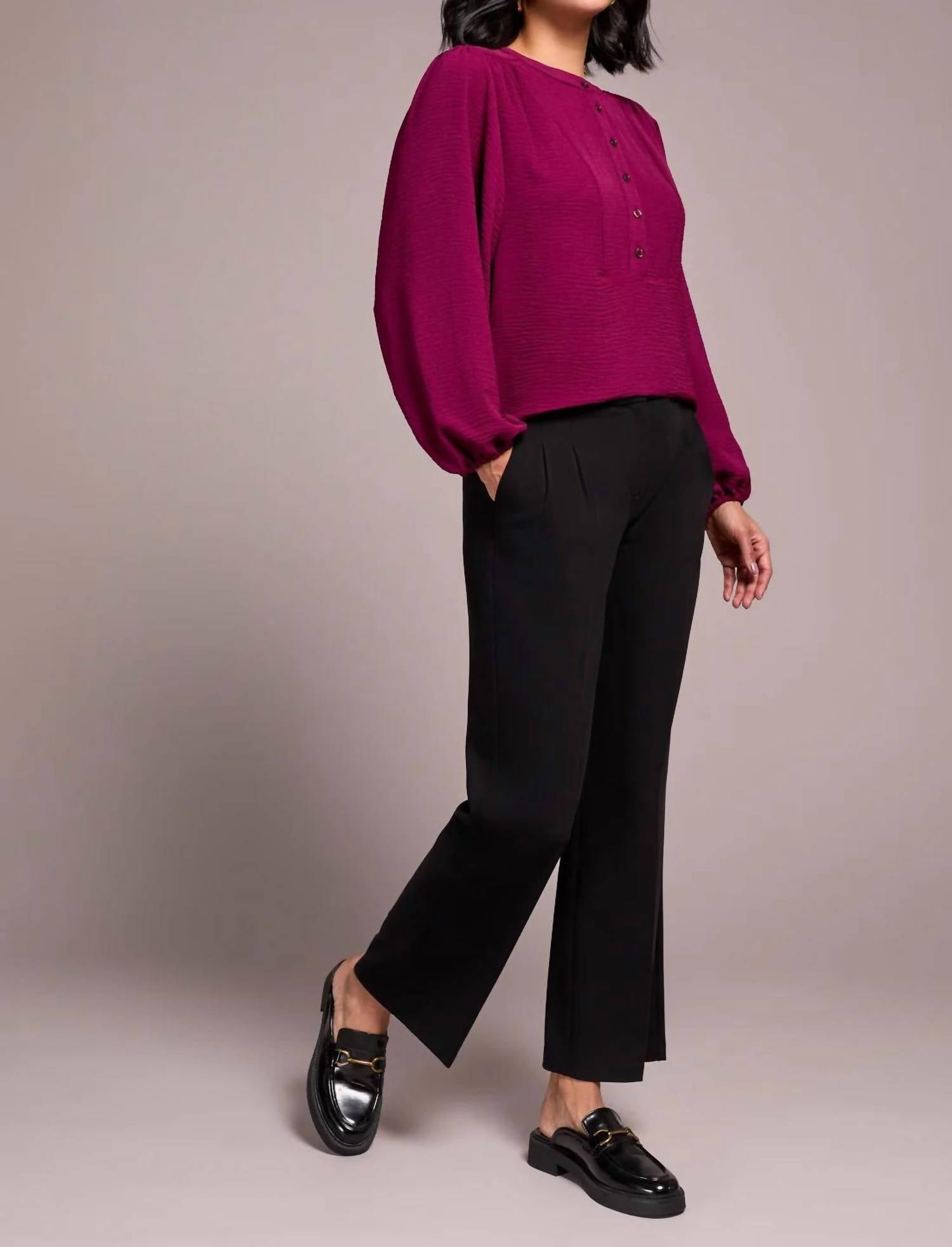 Tribal - Airflow Long Sleeve Mandarin Collar Blouse