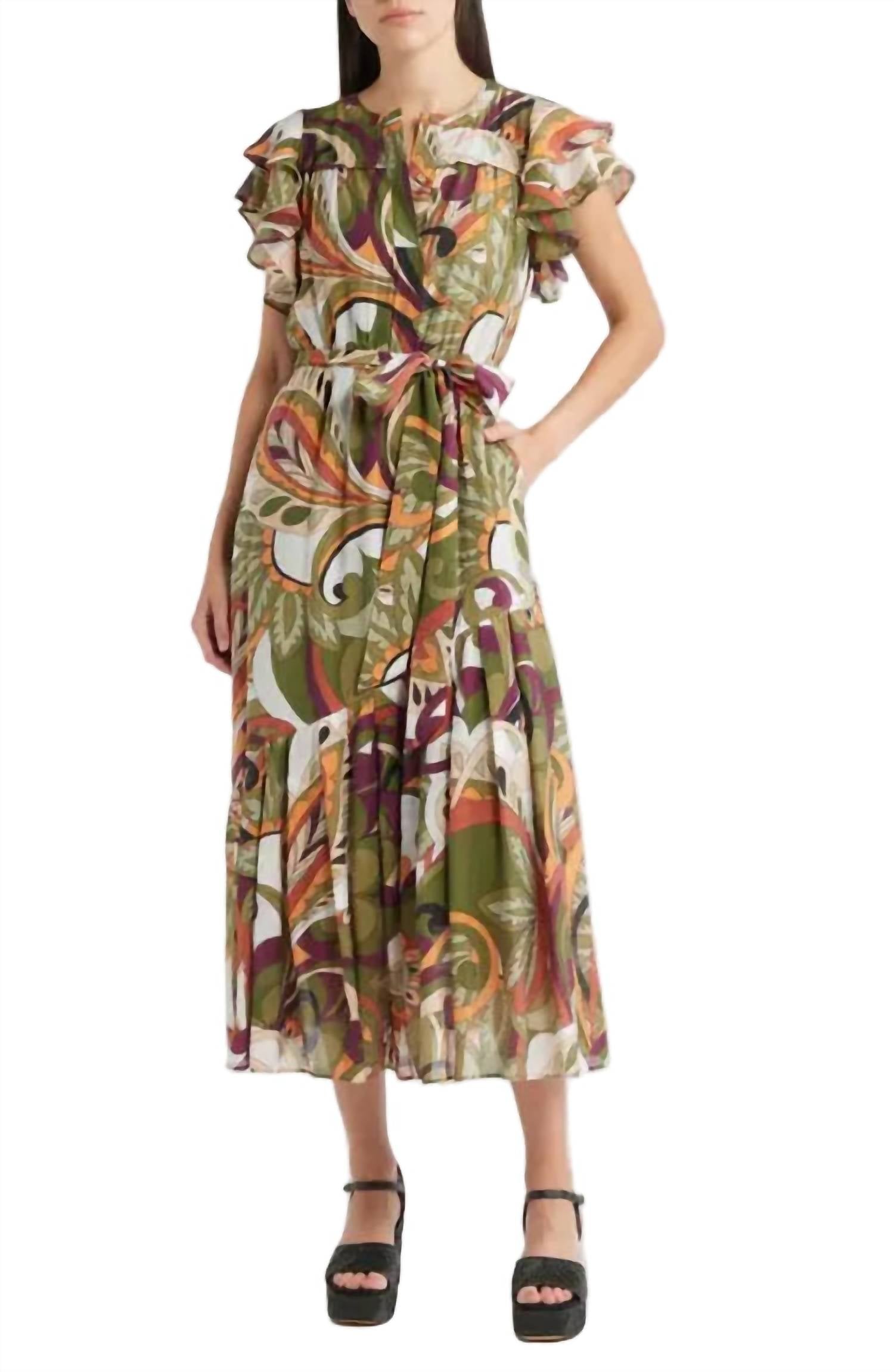Ciebon - Nythia Printed Flutter Midi Dress