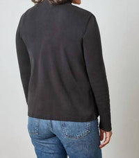 Lilla P Classic Ribbed Cardigan in black - women's cardigan - alternate view