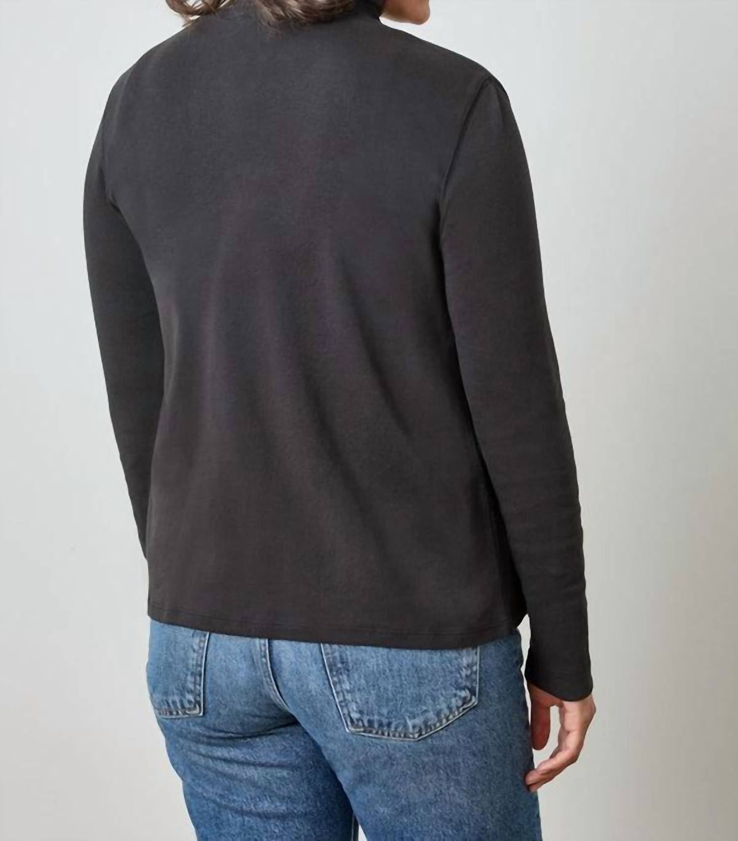 Lilla P Classic Ribbed Cardigan in black - women's cardigan - alternate view