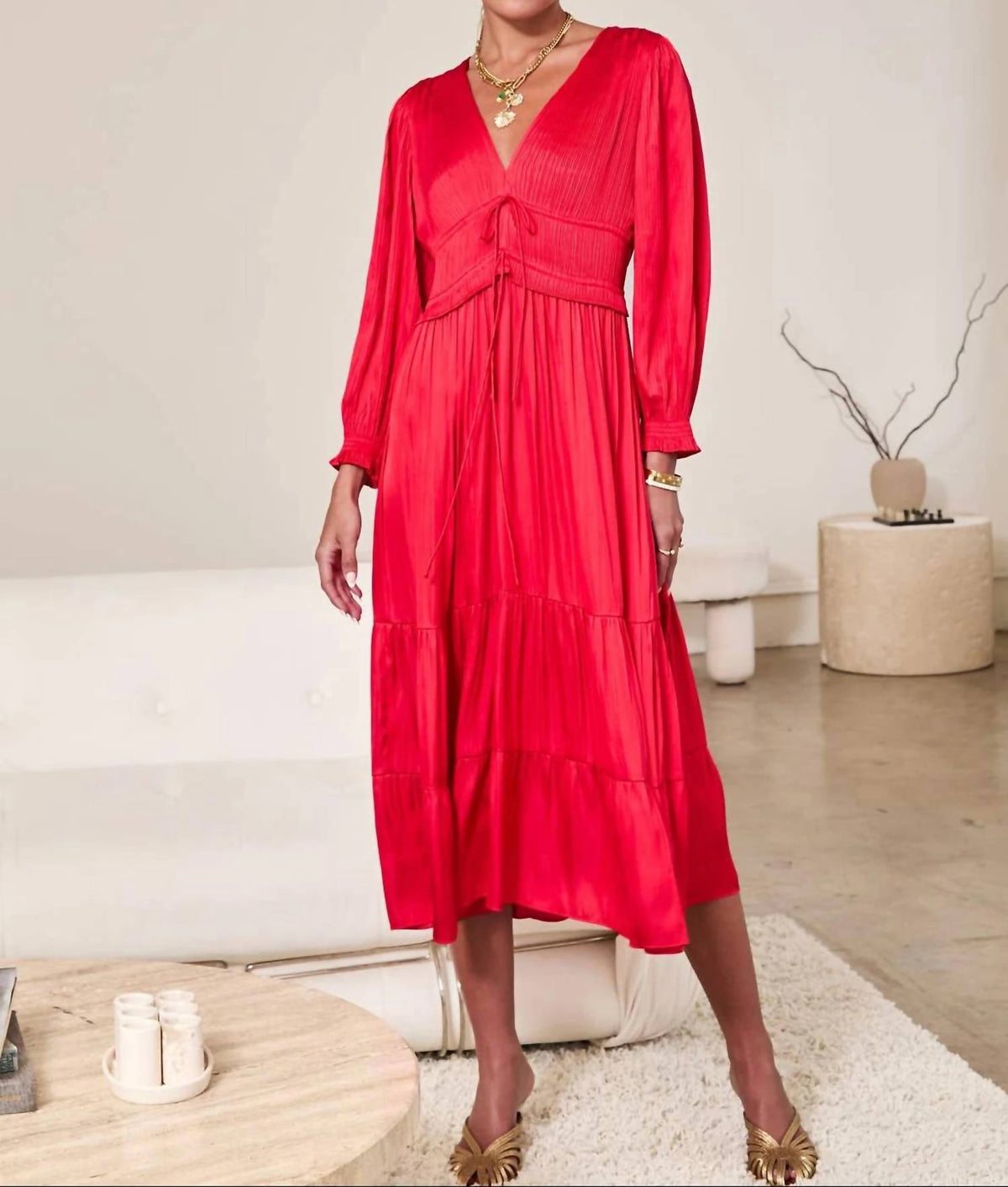 Current Air - Bonnie V-neck Midi Dress