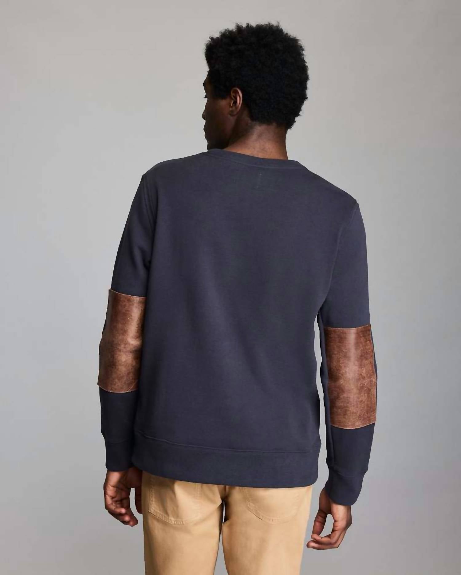 Billy Reid Dover Crew Neck Sweatshirt in dark midnight - men's sweater - alternate view