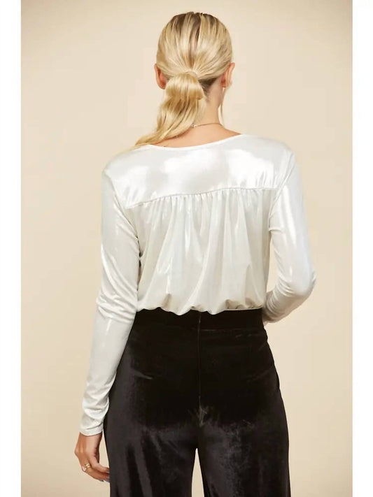 Wisteria Lane - Slinky Long Sleeve Surplice Bodysuit